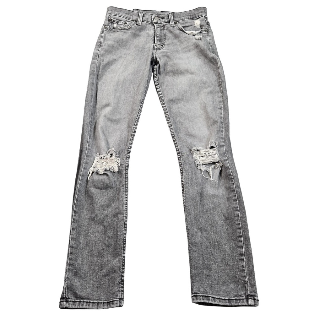 Levis 511 Jeans Mens 30x30‎ (tag 30x32) Gray Distressed Slim Taper Stretch Denim